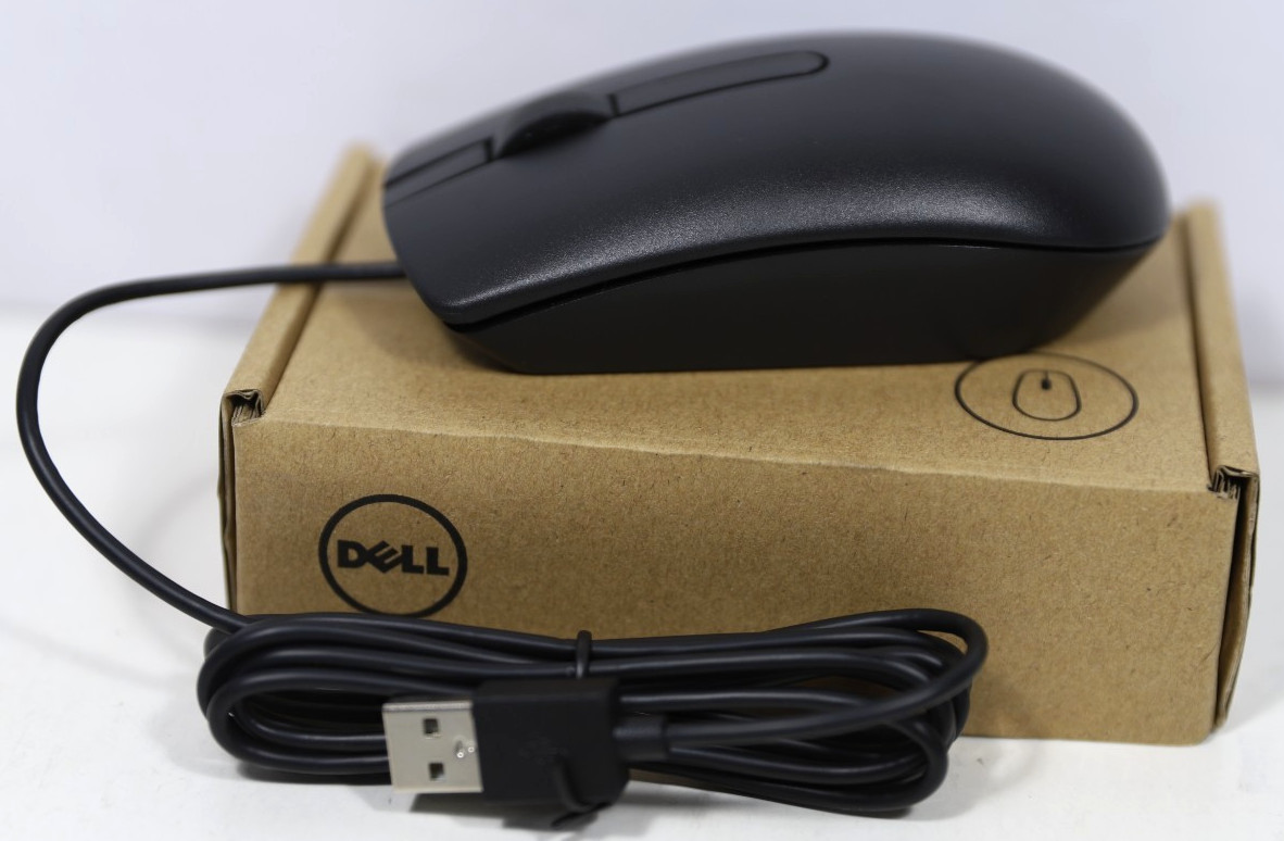 New Dell MS116 GJC20 USB Wired Optical Mouse 3-Button Black OEM