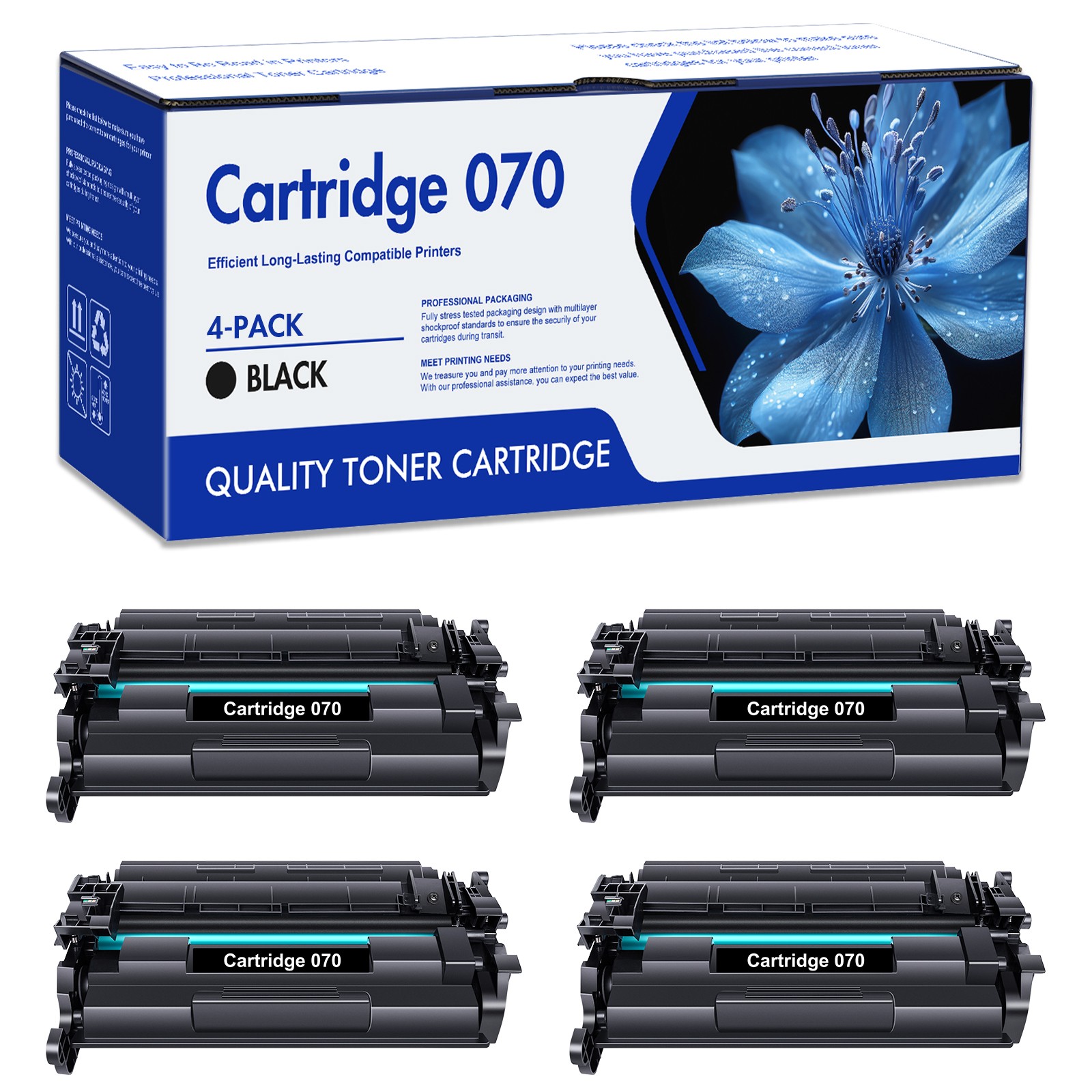 [New Chip] 4PK CRG070 Toner for Canon LBP241dw LBP243dw LBP244dw MF462dw MF463dw