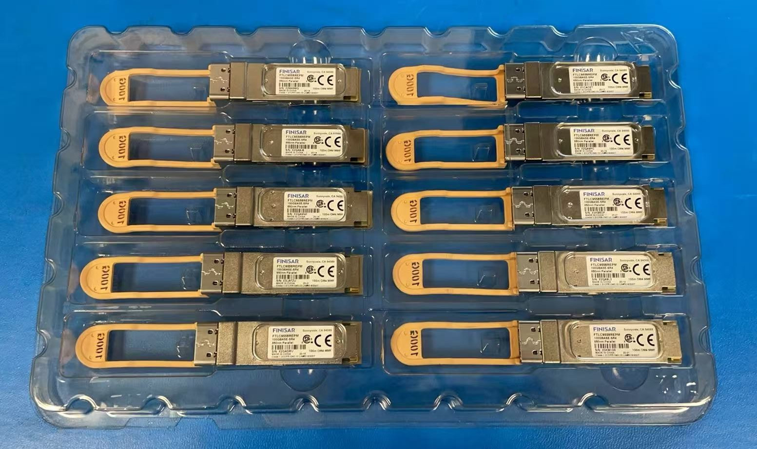 LOT OF 10 Finisar FTLC9558REPM 100G SR4 850nm Parallel 100m OM4 MMF Transceiver