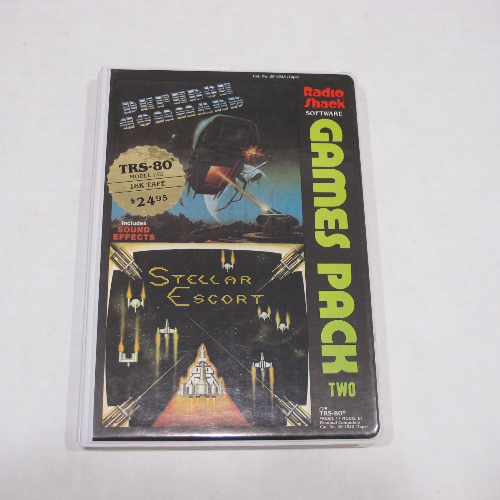 Defense Command & Stellar Escort TRS-80 Game Pack Model I or III 16K Tape Tandy