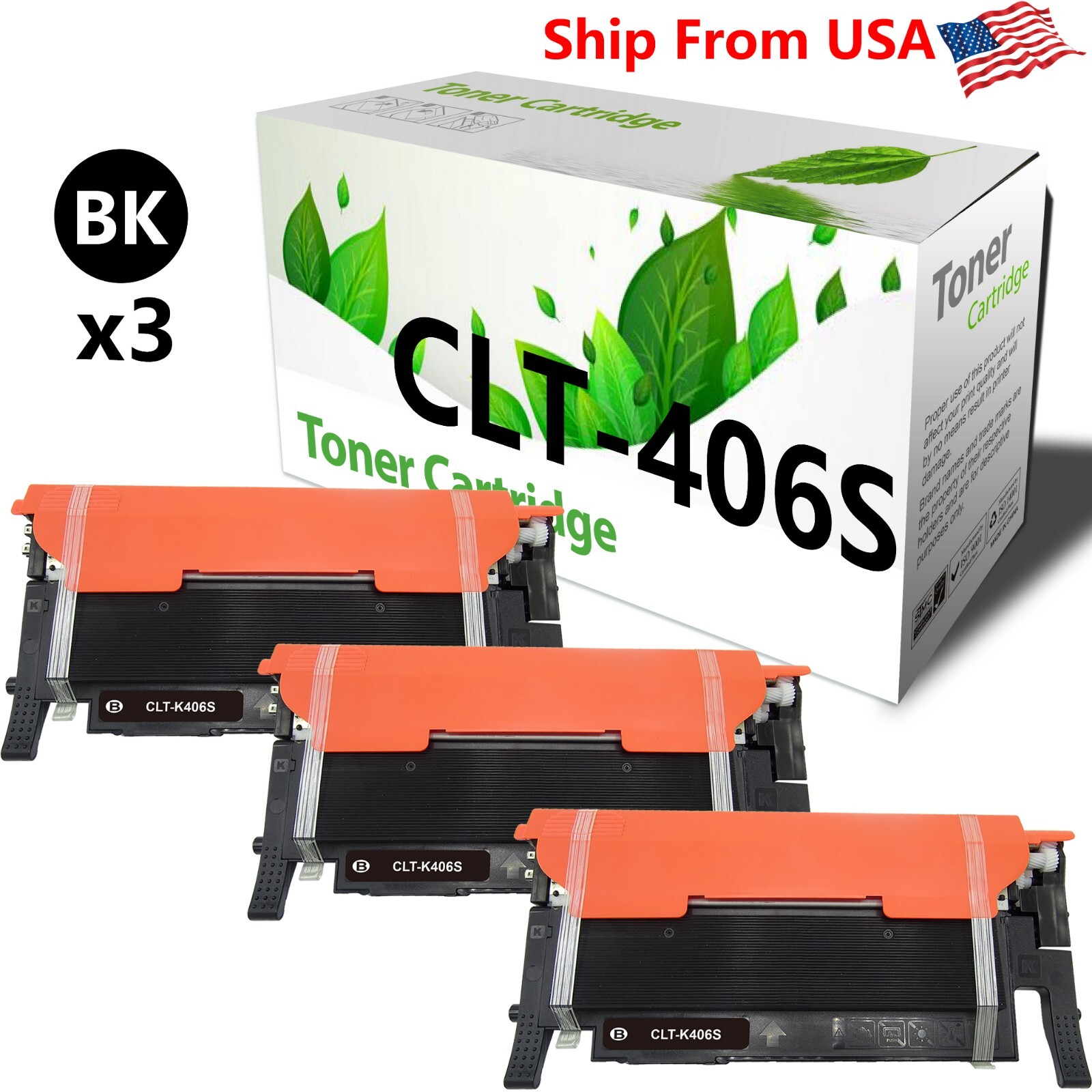 (3PK, Black) K406S Toner Cartridge CLT-406S for CLX 3300 3305 3305FN Printer