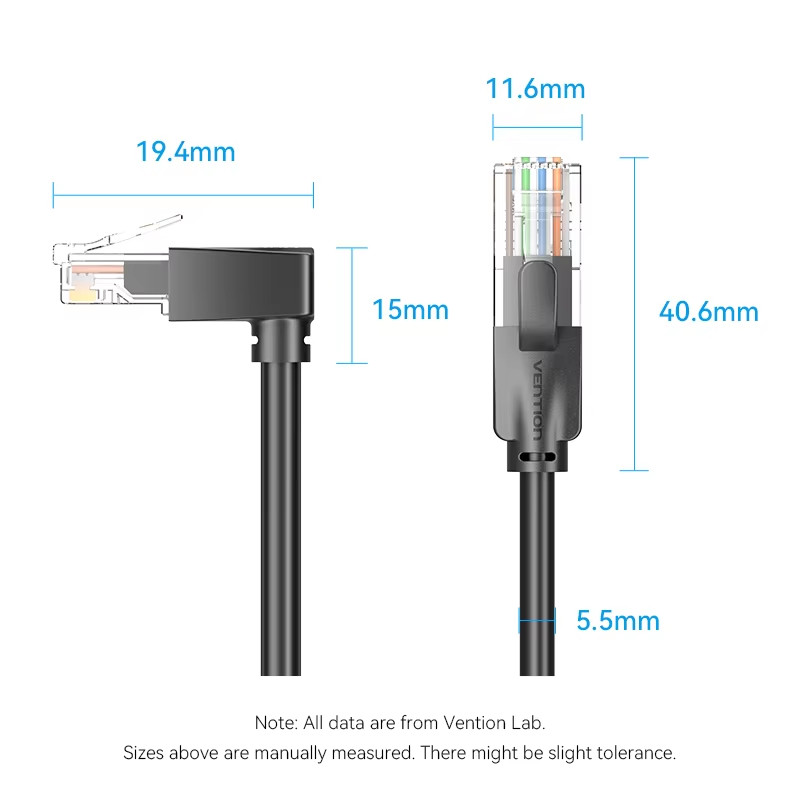 Vention CAT6 Ethernet Cable 90 Degree 1000Mbps 250MHz LAN Network Cord 1-10m