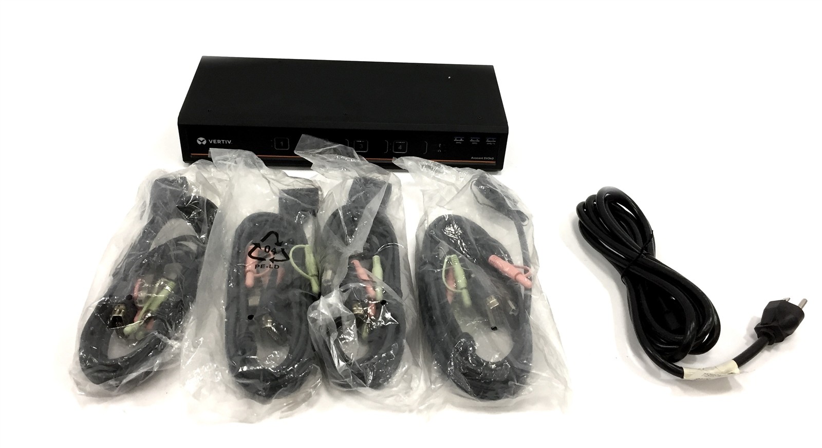 Avocent Vertiv SV340 4-Port Dual Head DVI KVM Switch w/ Cabling Kit