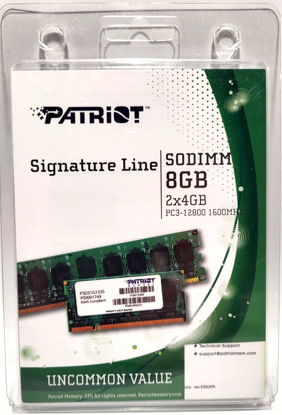 Patriot 8GB (2x4GB) DDR3-1600 SODIMM RAM (PSD38G1600SK) *NEW*