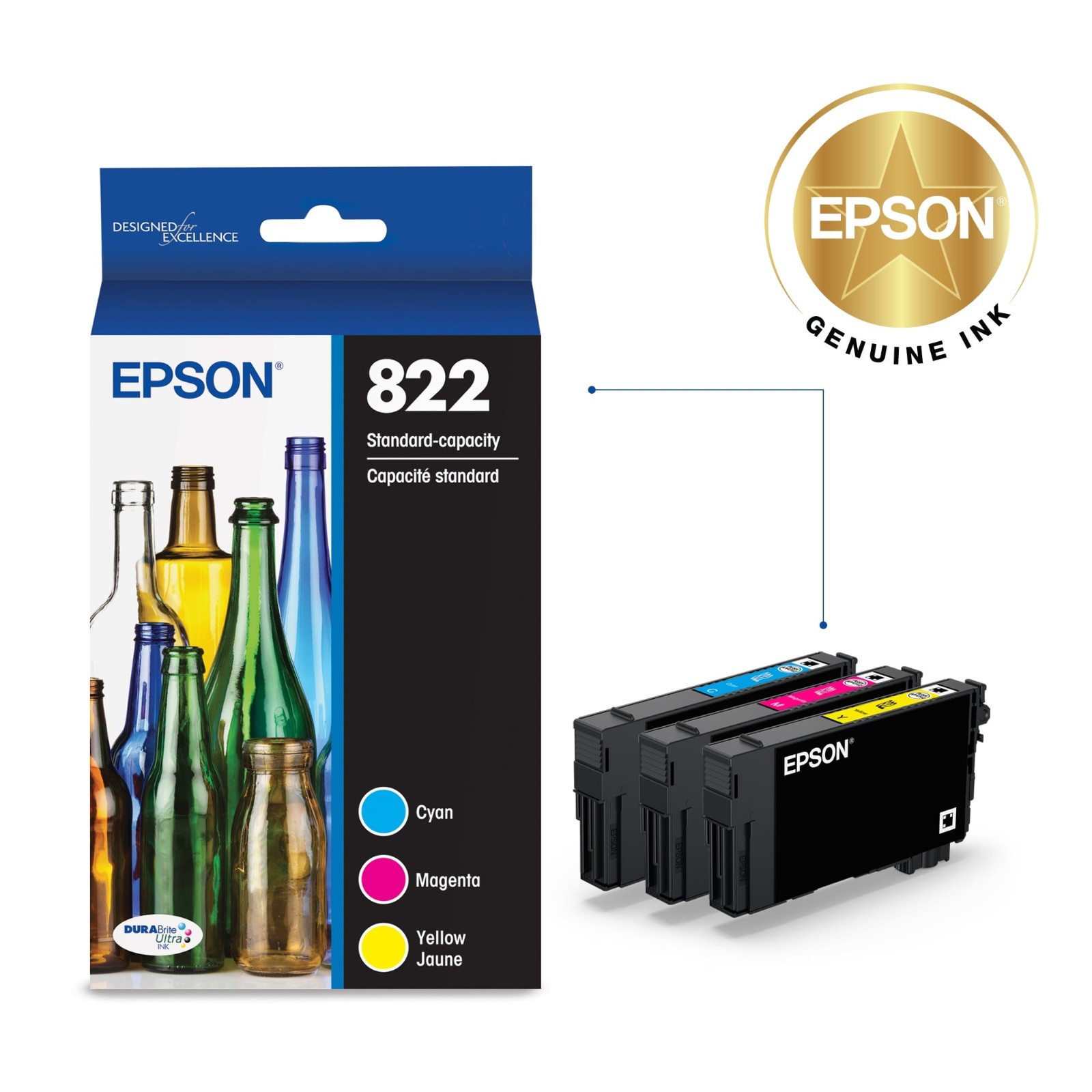 Epson 822 T822520-S Color Ink C/M/Y 3-Pack Standard Capacity 