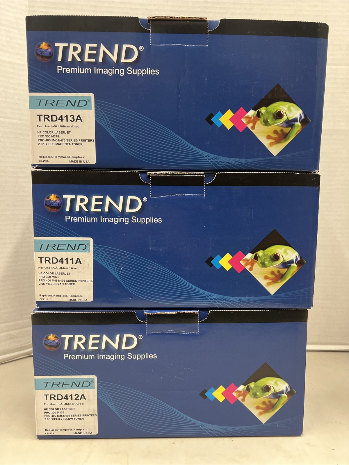 Lot of 3 Trend Premium Imaging supplies 2.3k Yield Cyan Yellow Magenta Toner