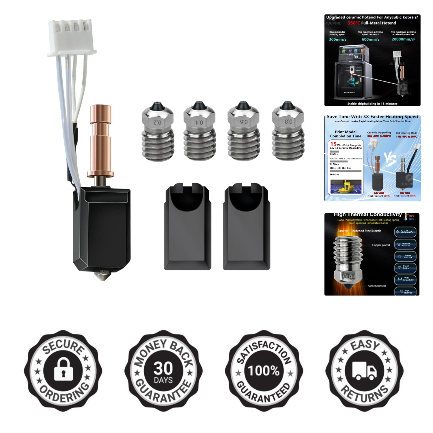 Kobra S1 Combo Ceramic Hotend - 24V 48W with Bimetal Nozzles for Fast Printing