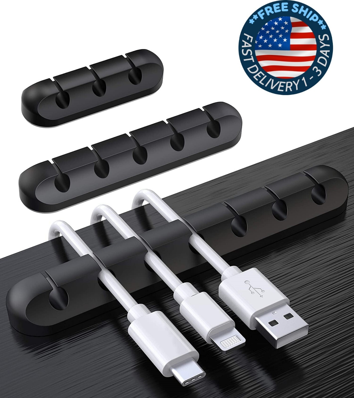 Clips para sujetar cables, paquete de 3, organizadores de cables de silicona