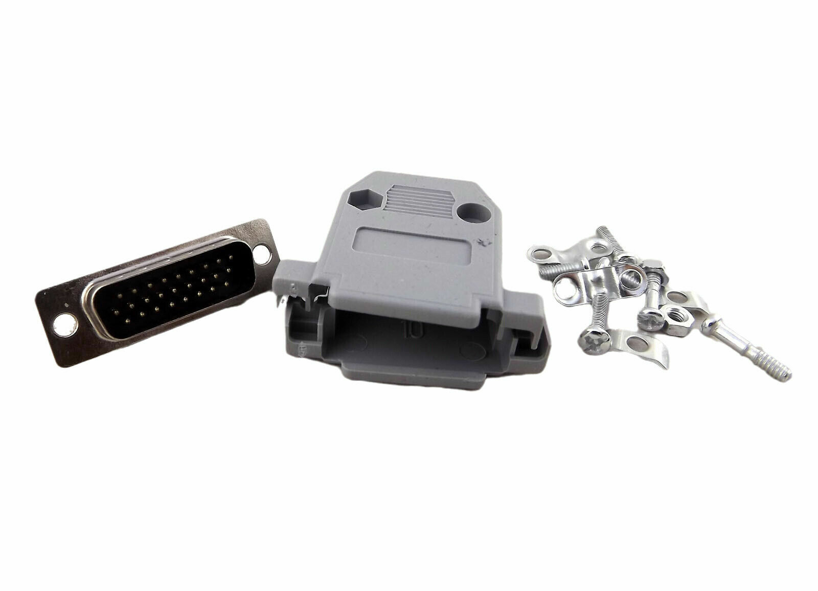 10pcs DB26 Male Plug 26 Pin 3 Rows D-Sub Connector Plastic Hood Cover Backshell