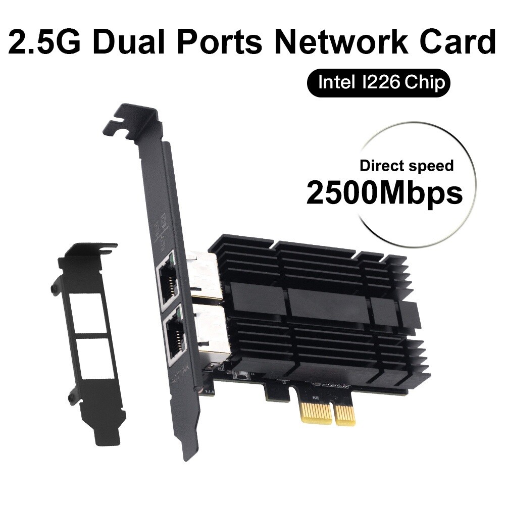 RJ45 Intel I226 PCIe Gigabit Network Card 2.5G Two Port Desktop Ethernet Adapter
