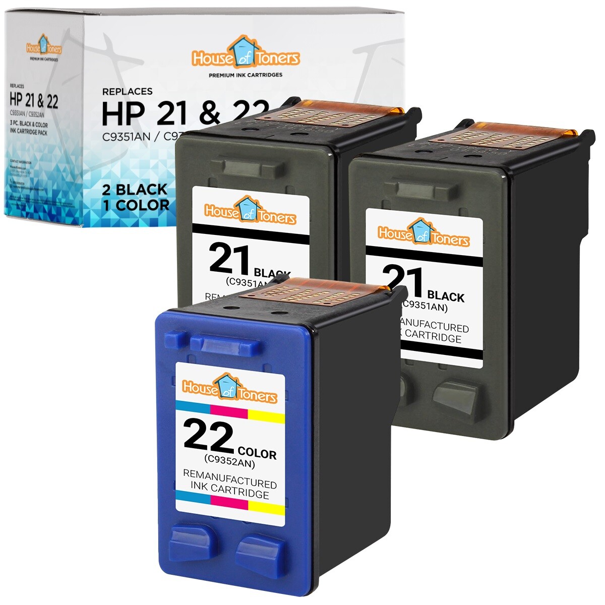 3PK Fits HP 21 HP 22 Ink Cartridge Combo Officejet J3650 J3680 4315 Printers