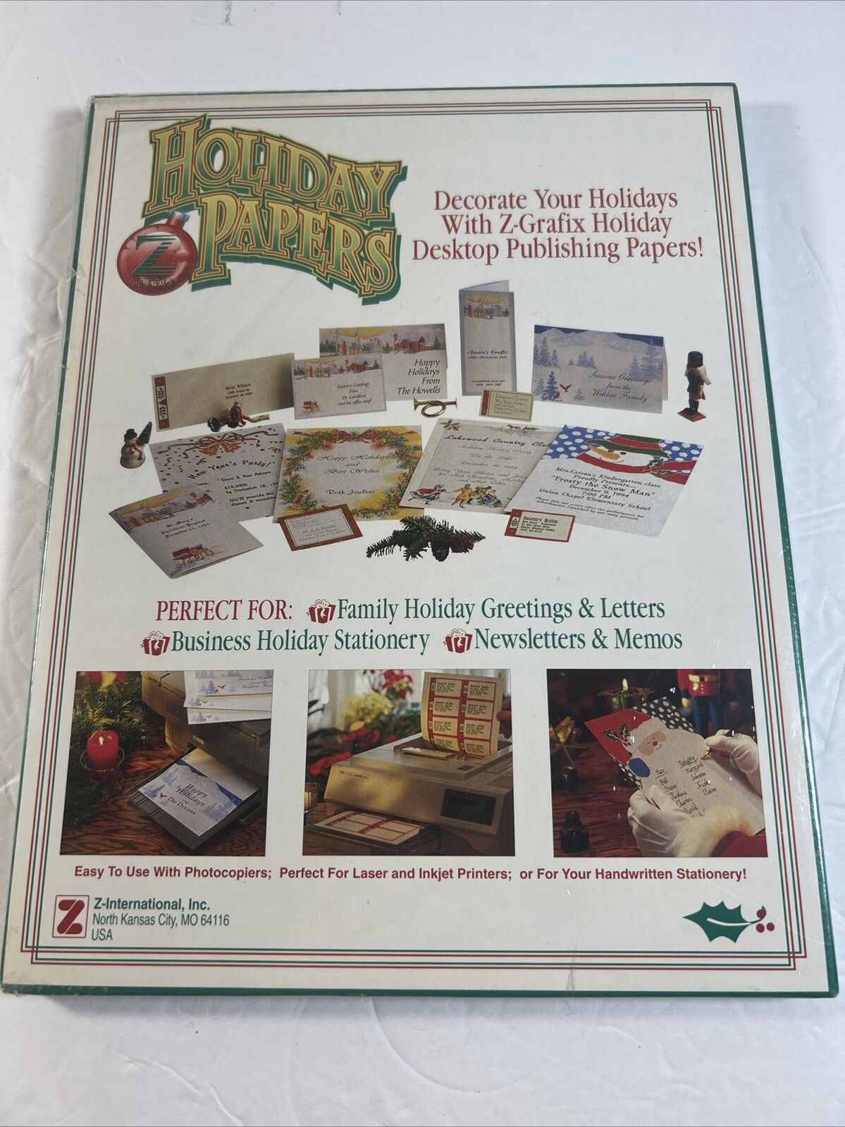 Vintage Z GRAFIX~100 Sheets of 8.5"x11" HOLIDAY PAPERS for LASER & INJET Noel