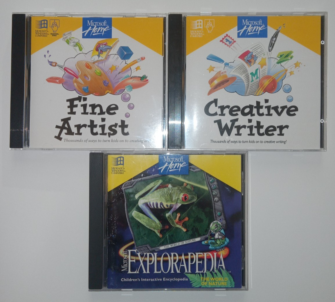 Microsoft Home Lot: Creative Writer, Fine Artist, Explorapedia World of Nature