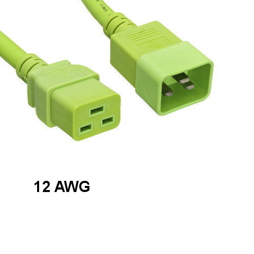 [10X] Green 10' Heavy Duty Power Cord IEC60320 C19 to C20 12AWG 20A/250V PDU UPS