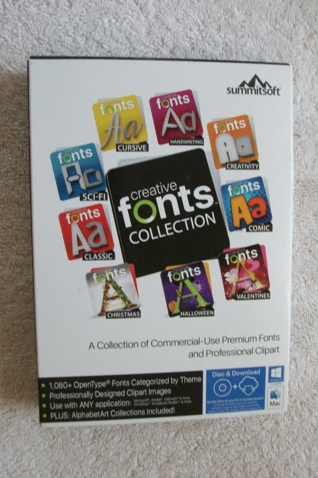 "Creative Fonts Collection"  Summitsoft PC Software / New