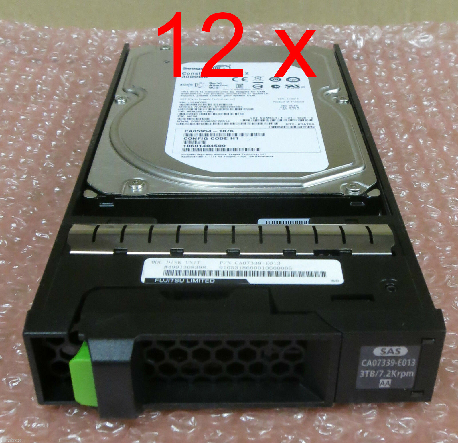 12 x Fujitsu CA07339-E013 3.5" 3TB SAS 7.2K 6G Hard Drive Eternus DX60 DX80 DX90