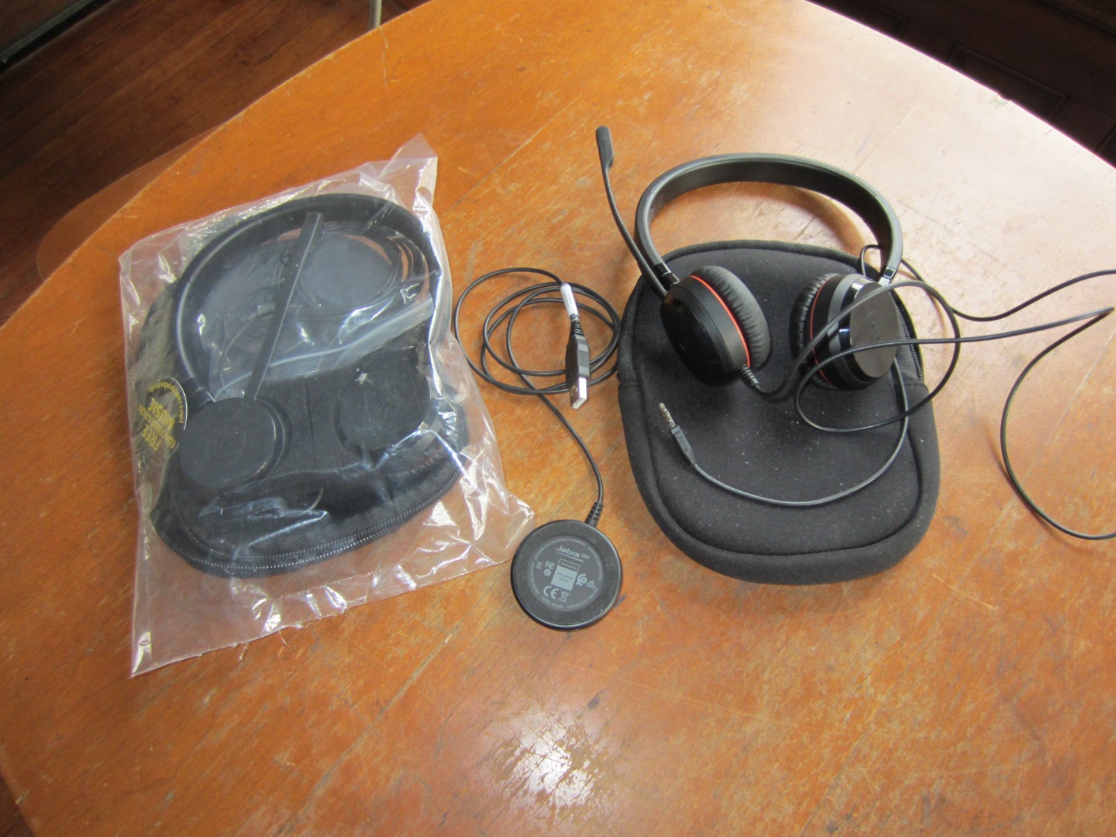 2 Lot NEW Jabra HSC060 / ENC060 Wired Headset USB-A Dual Black w/ Black Case