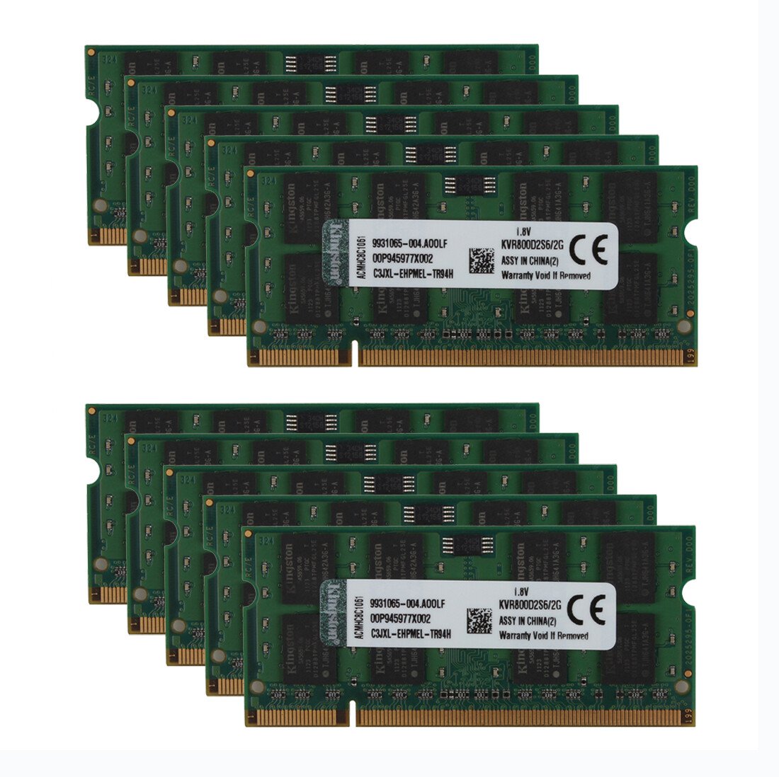 Kingston 10x 2GB PC2 6400S 2RX8 DDR2 800MHz Laptop Memory RAM SODIMM Notebook z%