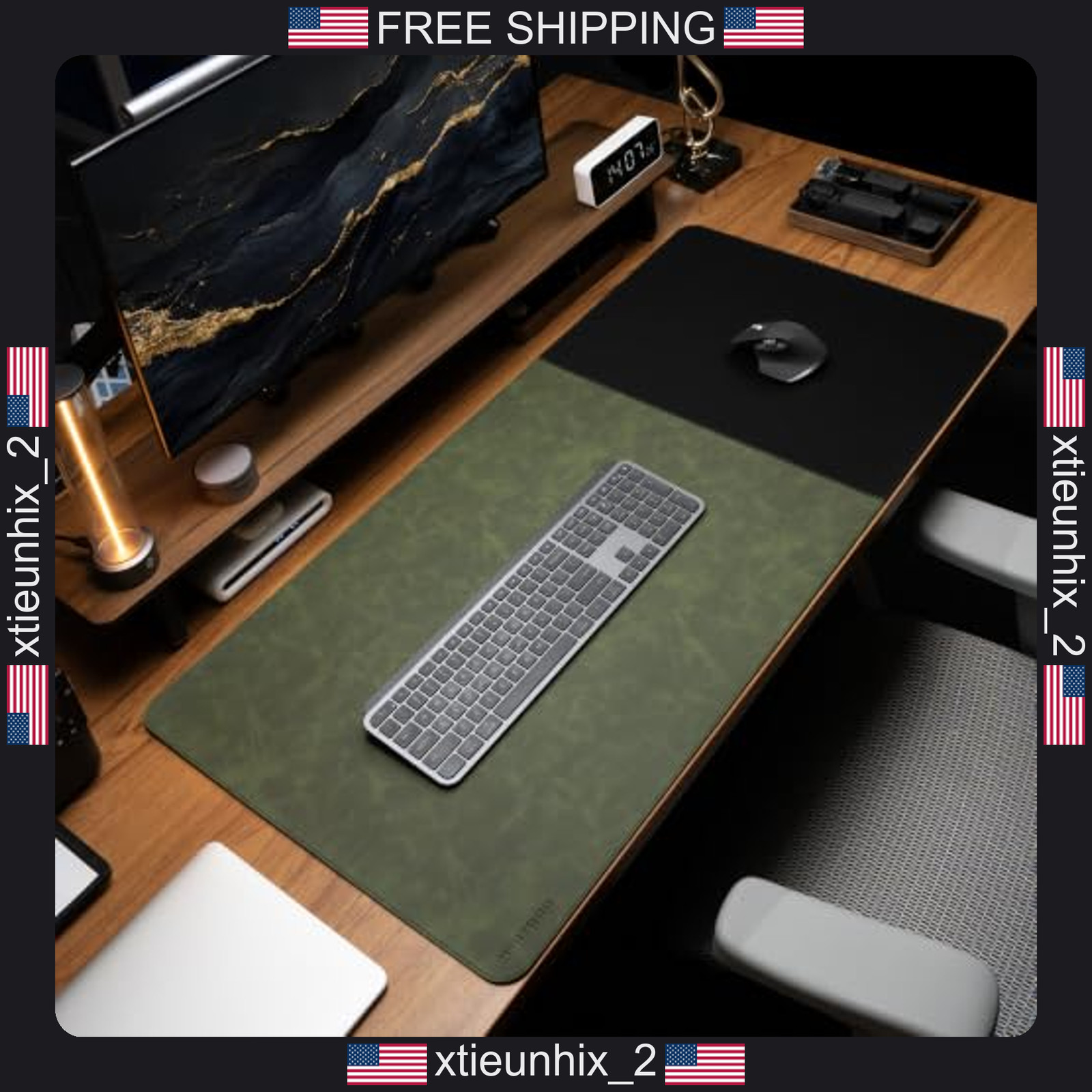Desk Mat 31.5x15.7 inches Cork Base Leather & Cloth Hybrid Surface