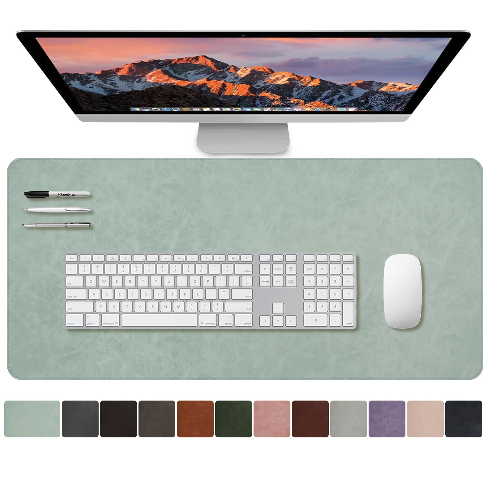 CHEERYGOO Leather Office Desk Pad Protector, Non-Slip PU Leather Desk Blotter...