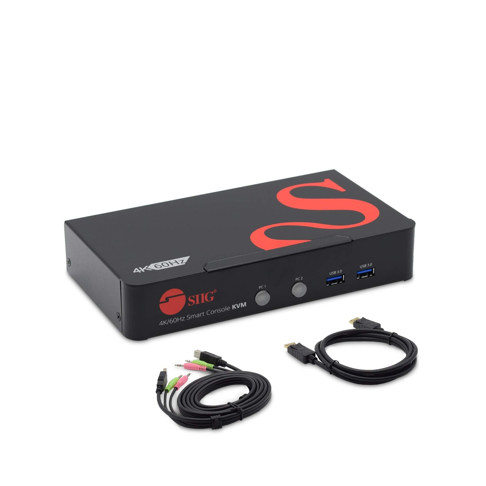 SIIG 2-Port 4K60 DisplayPort KVM, USB 3.0, TAA, CE-DP0F11-S1