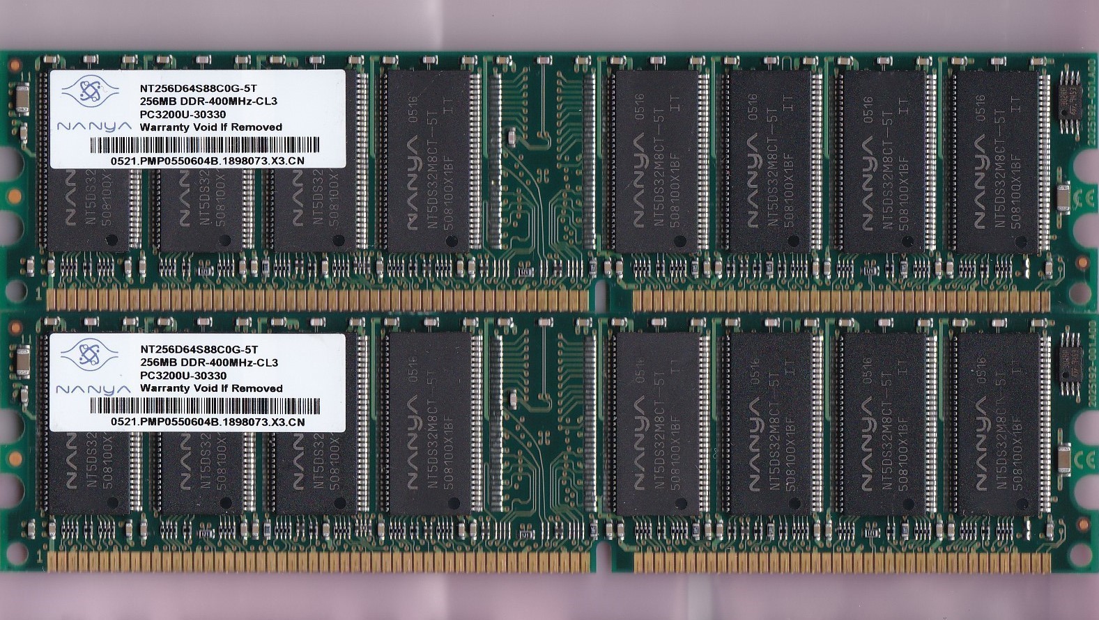 512MB 2x256MB DDR-400 NANYA PC-3200 NT256D64S88C0G-5T Desktop Memory Kit DDR1 CN