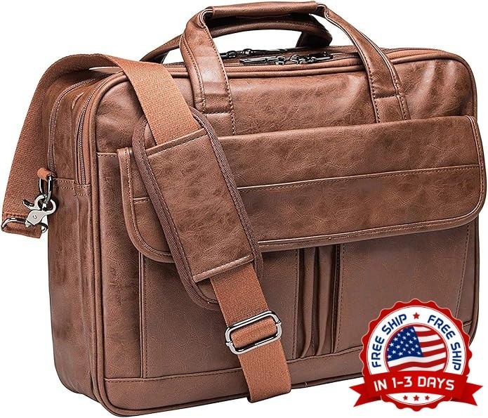 Maletín de viaje de negocios para hombre, de cuero, para portátil (Marrón) NUEVO