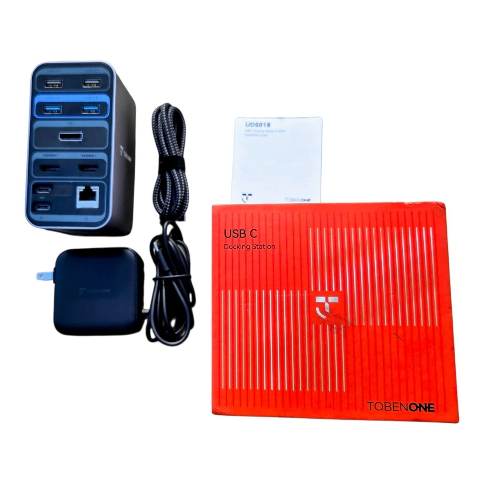 TobenONE Docking Station UDS018 - Multi-Monitor Hub, 100W Power, New Open Box