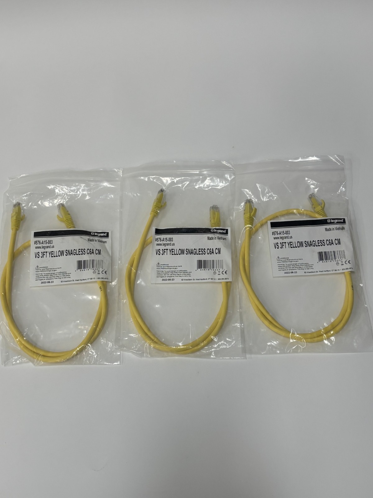 3ft Q-Series Cat6a Snagless (UTP) Ethernet Network Patch Cable, CM Rated-3pk