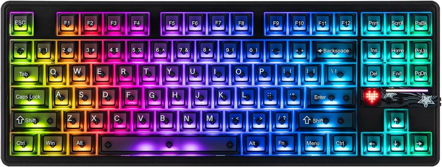 Aula F87 PRO V2 Wireless Gaming Keyboard, Battery, 8K Polling, Black Transparent