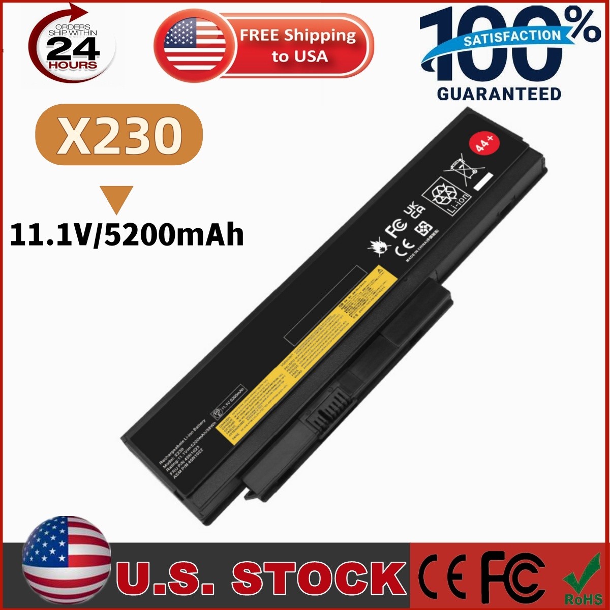 44+ battery for ThinkPad X220 X230 45N1023 45N1022 45N1024 0A36307 45N1025