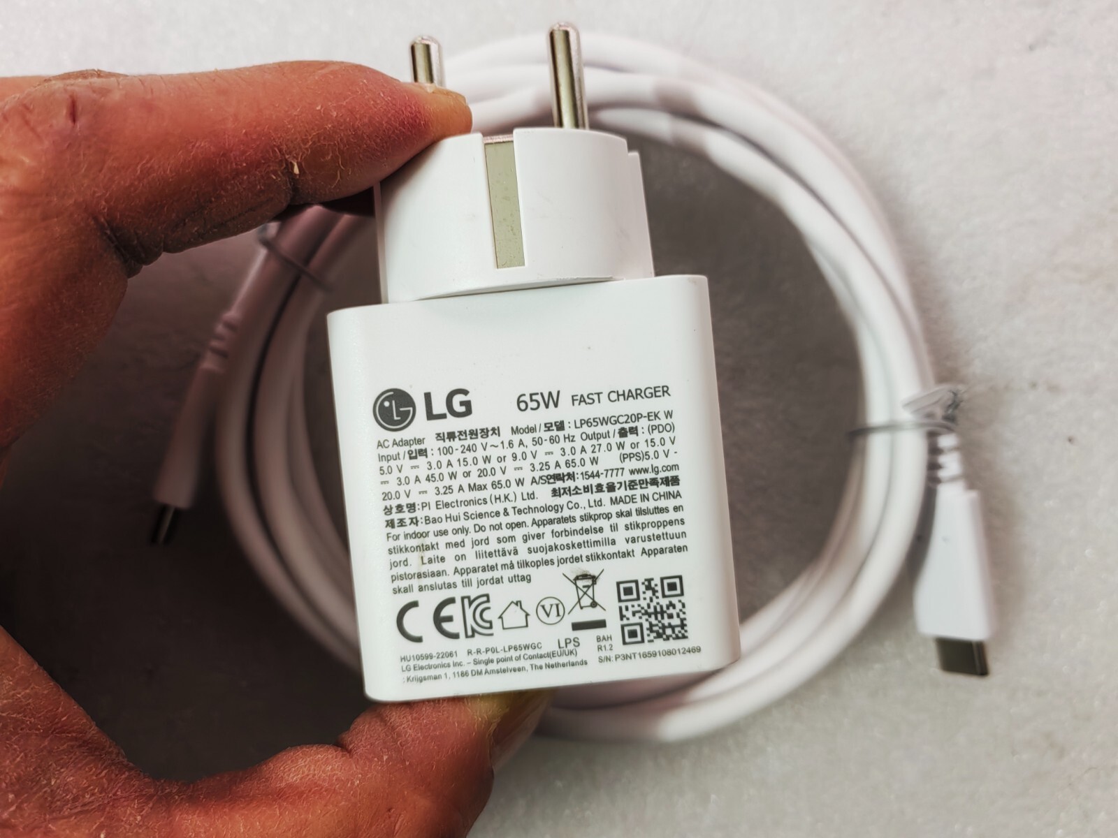 Original 20V 3.25A USB-C 65W For LG Gram 14Z90P-K.AAW5U1 LP65WGC20P-EK W Adapter