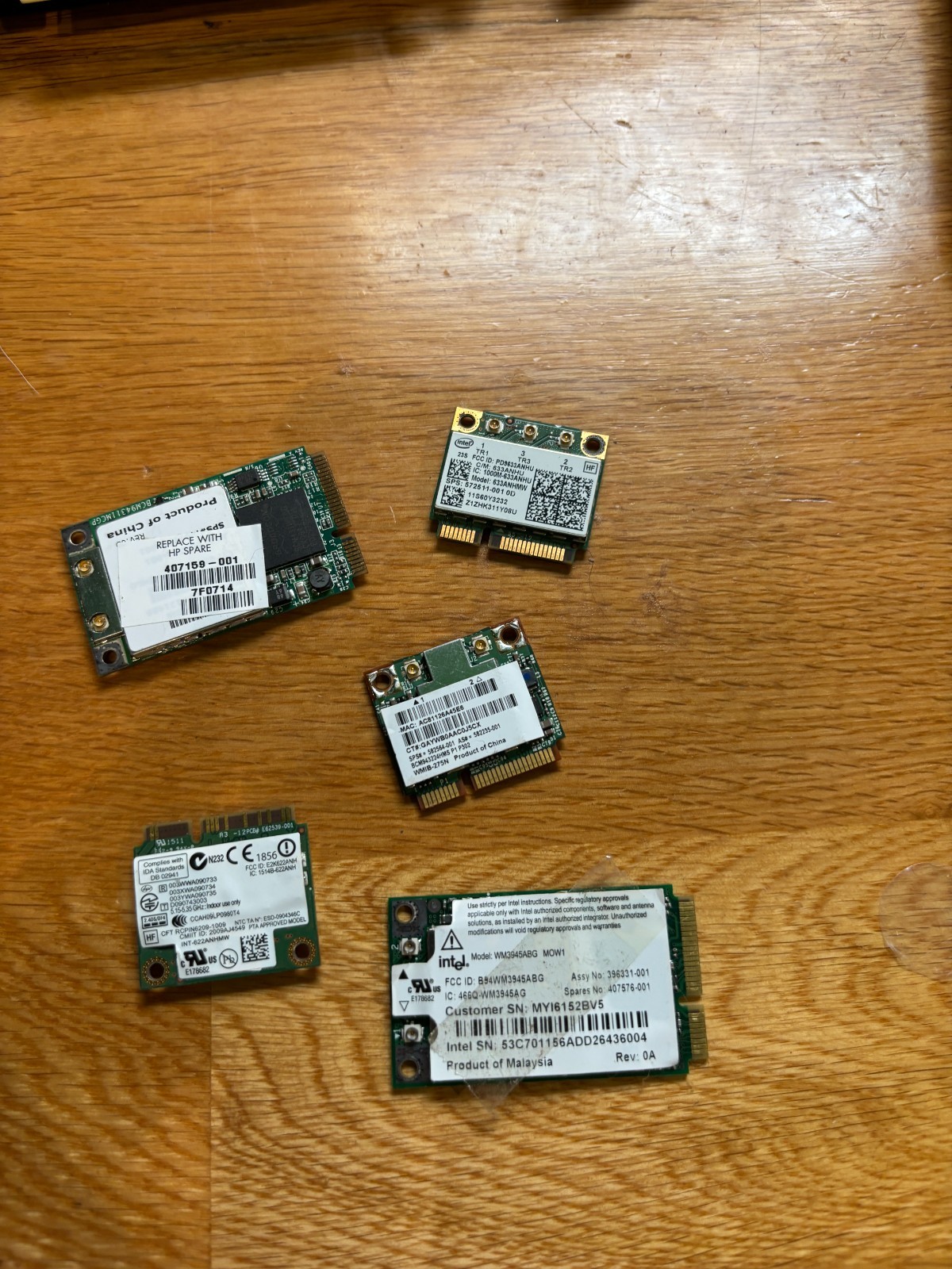 Lot of 10 Laptop WiFi Wireless Cards Intel Broadcom Atheros HP Mini PCI PCIe OEM