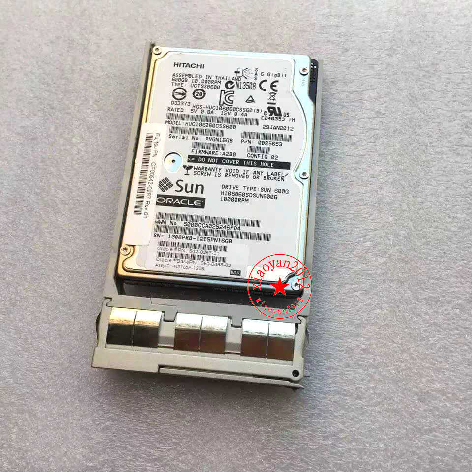 SUN Original 542-0287 Oracle Hitachi 600GB 10K 6Gbps SAS Hard Drive-Tested