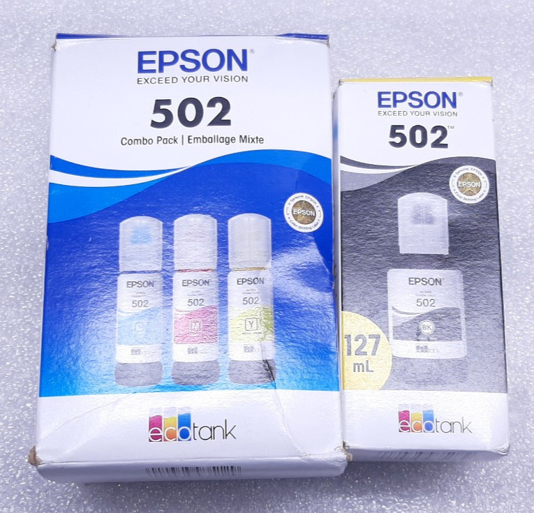 Epson 502 EcoTank Ink Bottles ET-2700/3700/4750 Black Cyan Magenta Yellow #99