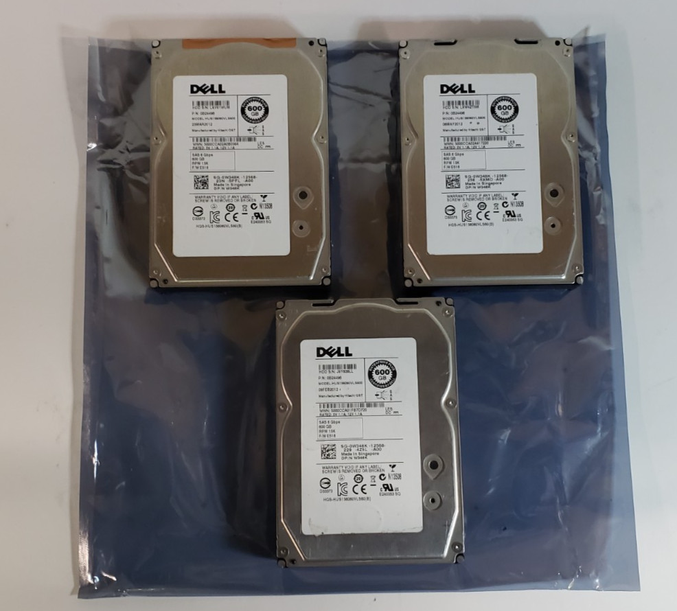 Used LOT OF 3 | DELL Seagate Cheetah 15K.7 | 600GB @ 15kRPM | SAS-2 3.5" HDD