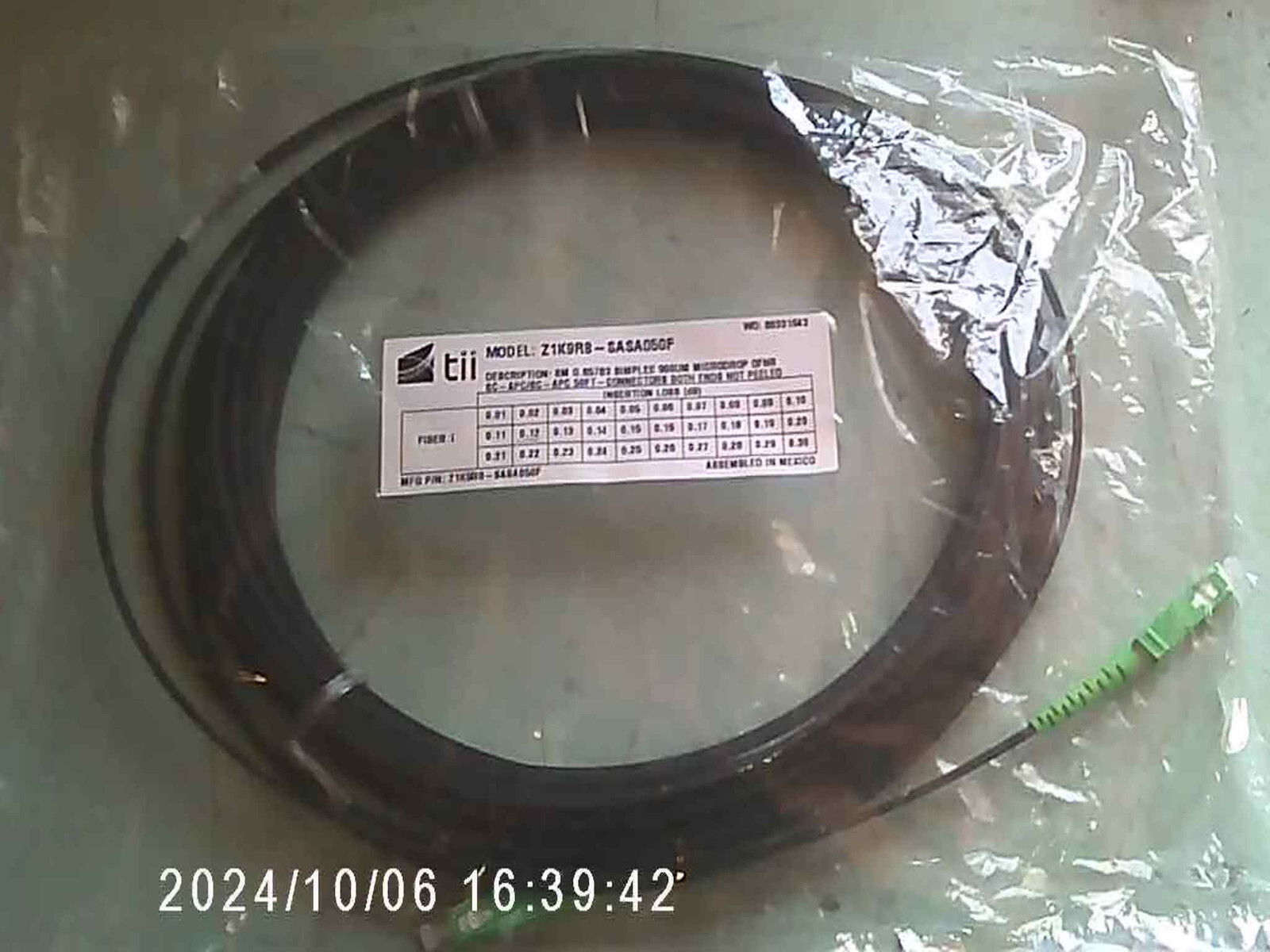 5 PACK TII Peelable MicroDrop Cable SC/APC 50' Z1K9R8-SASA050F 0.12 Z1K9R8 U19