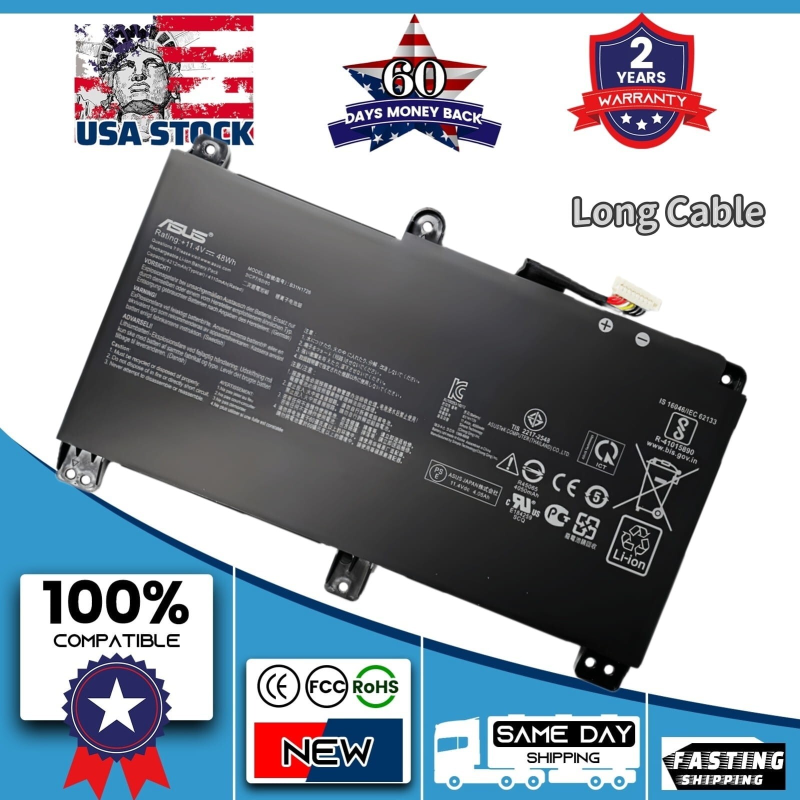 Genuine B31N1726 Battery FX505DT FX80GD For ASUS TUF Gaming A15 FA506IU FX504GD