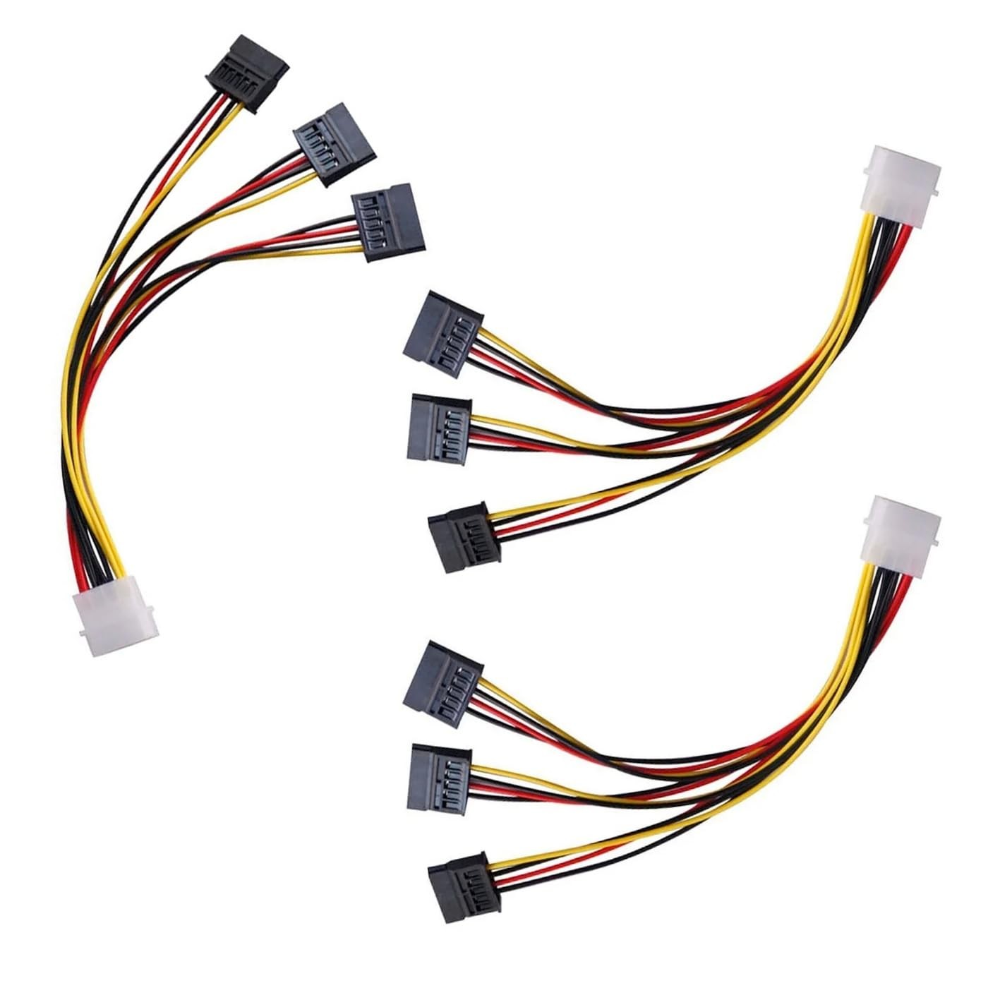 3 Pack 4Pin Molex to 3X Sata 15Pin Splitter Connector Power Supply Cable Adap...