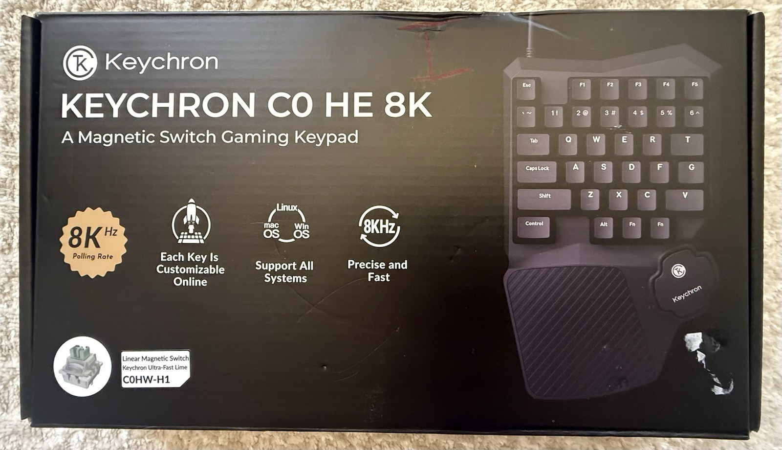 BRAND NEW Keychron C0 HE 8K Wired One-Handed Gaming Keypad, Rapid Trigger