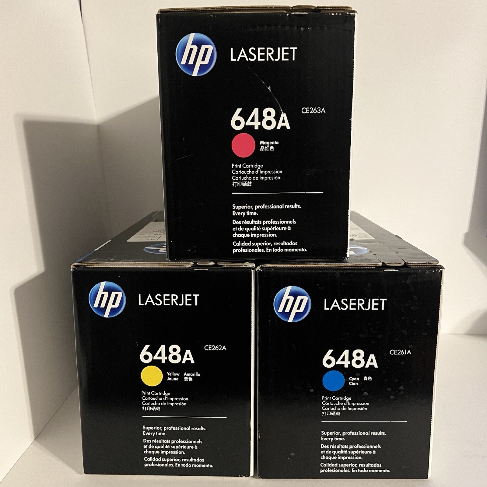 HP 648A Toner Cartridge CMY Color Set (3) NEW OEM Sealed CE261A CE262A CE263A