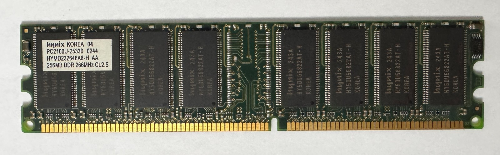 Hynix PC2100u-25330 1x256 MB DDR 266 MHz CL2.5 Memory (HYMD232646A8-H AA)