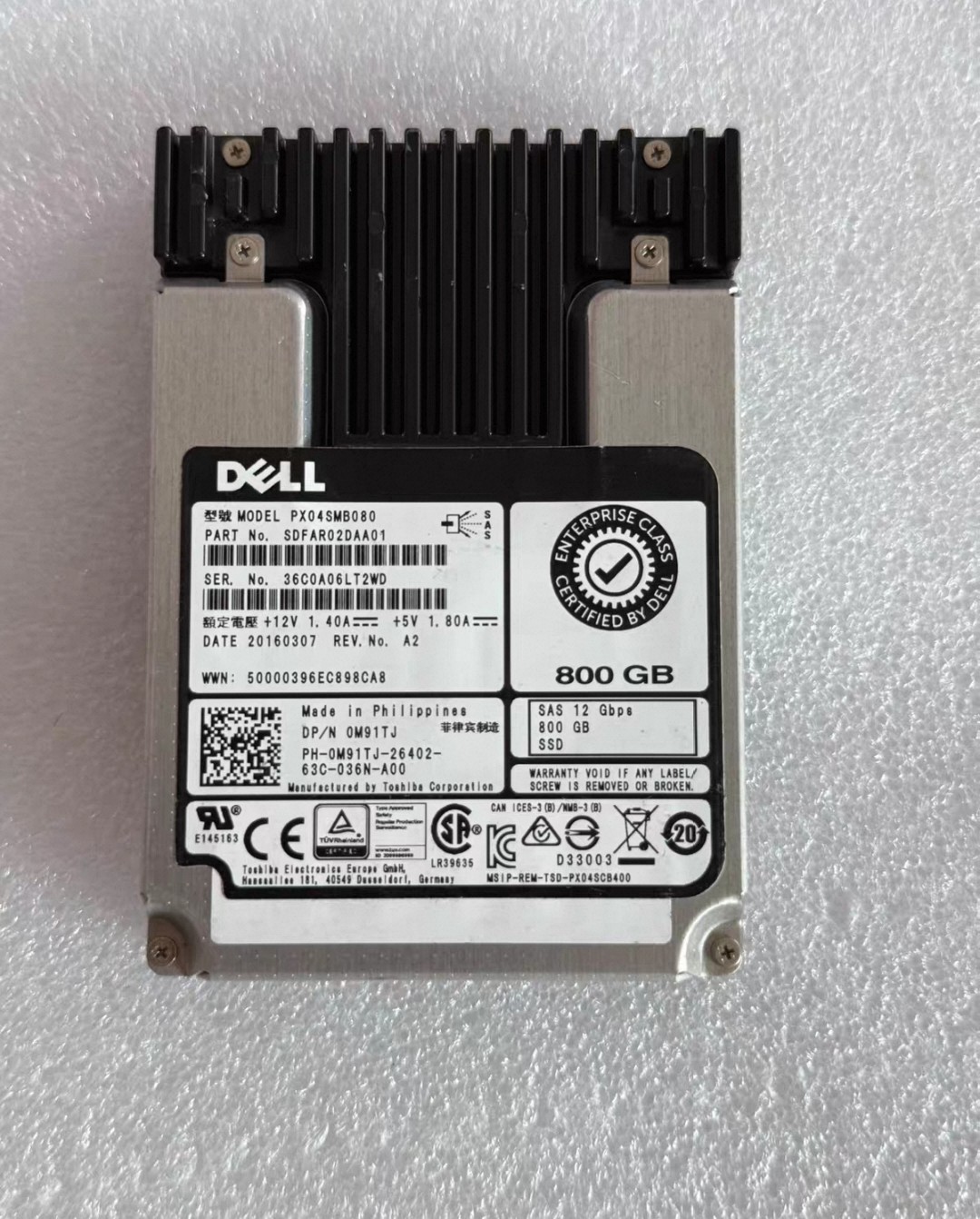 For DELL 800G SAS 12G SSD 0CN3JH PX05SMB080Y Solid State Drive