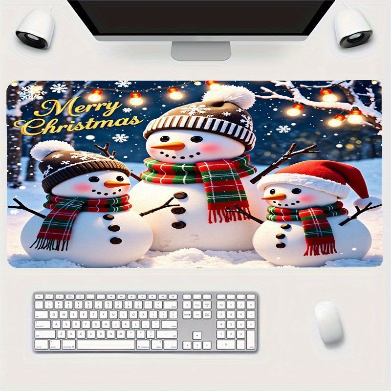 Cute Snowman Christmas Mouse Pad - Festive Holiday Desk Mat with Merry Christm