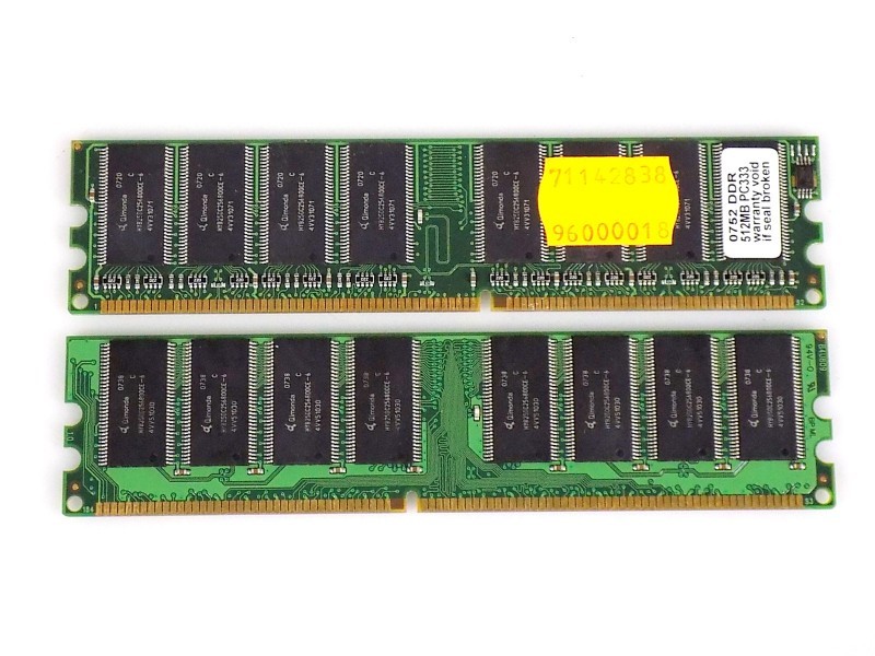 1GB (2x 512MB) Qimonda HYB25DC256800CE-6 DDR-333Mhz PC2700U Memory RAM