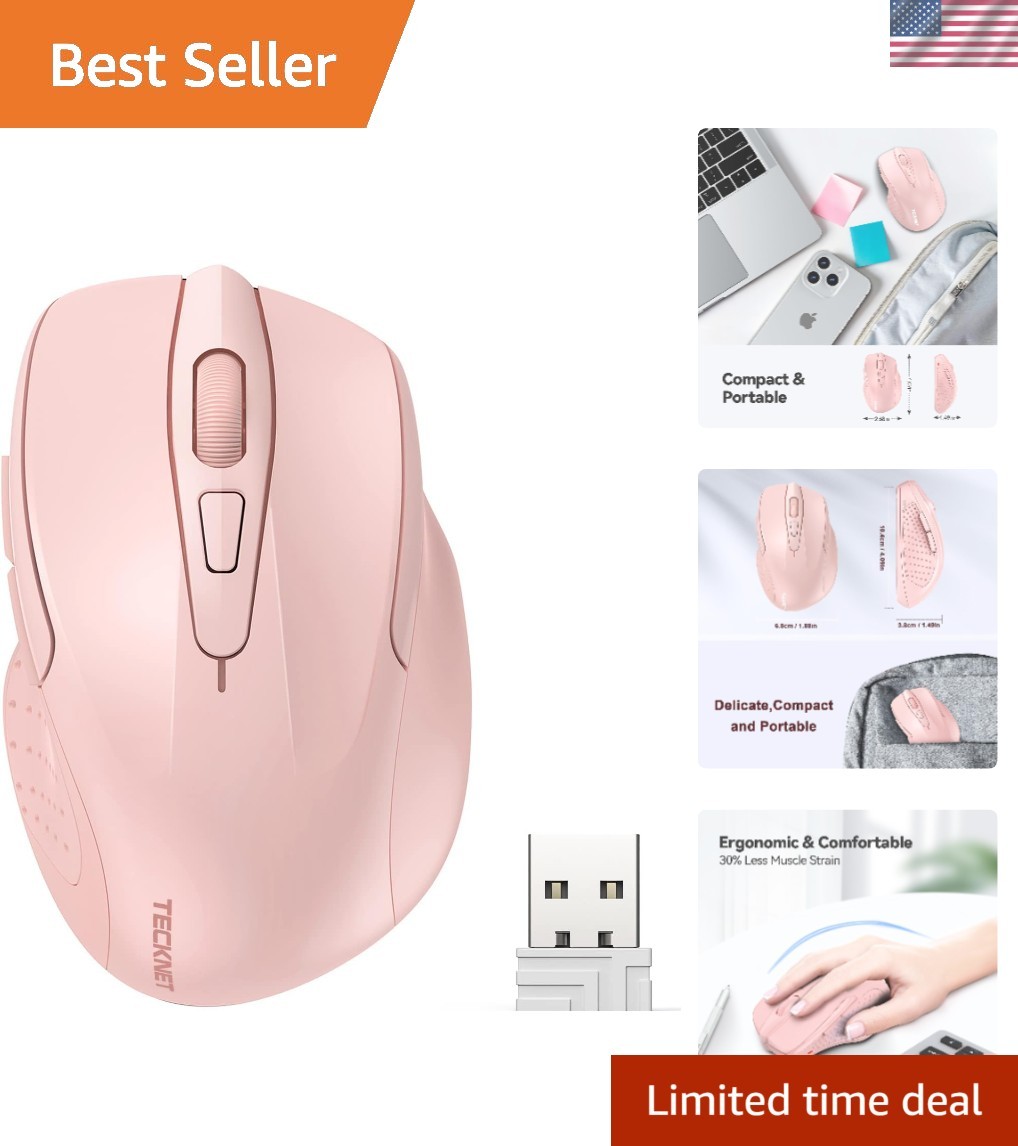 Stylish Wireless Mouse: Ergonomic Pink Design with High-Performance Tracking