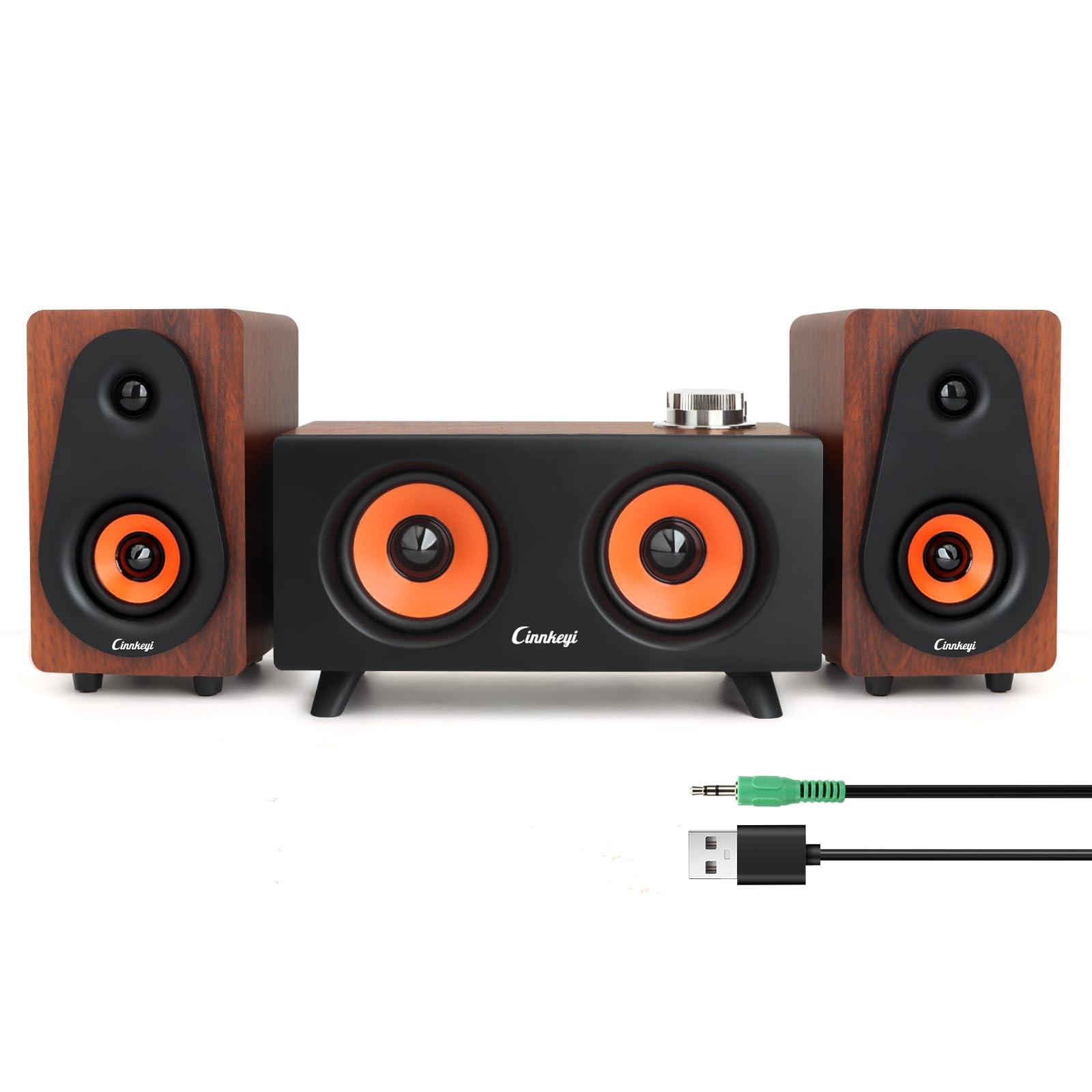 cinnkeyi 【2026 Update】 USB 2.1 Computer Speakers with Subwoofer, CK-5212-NEW