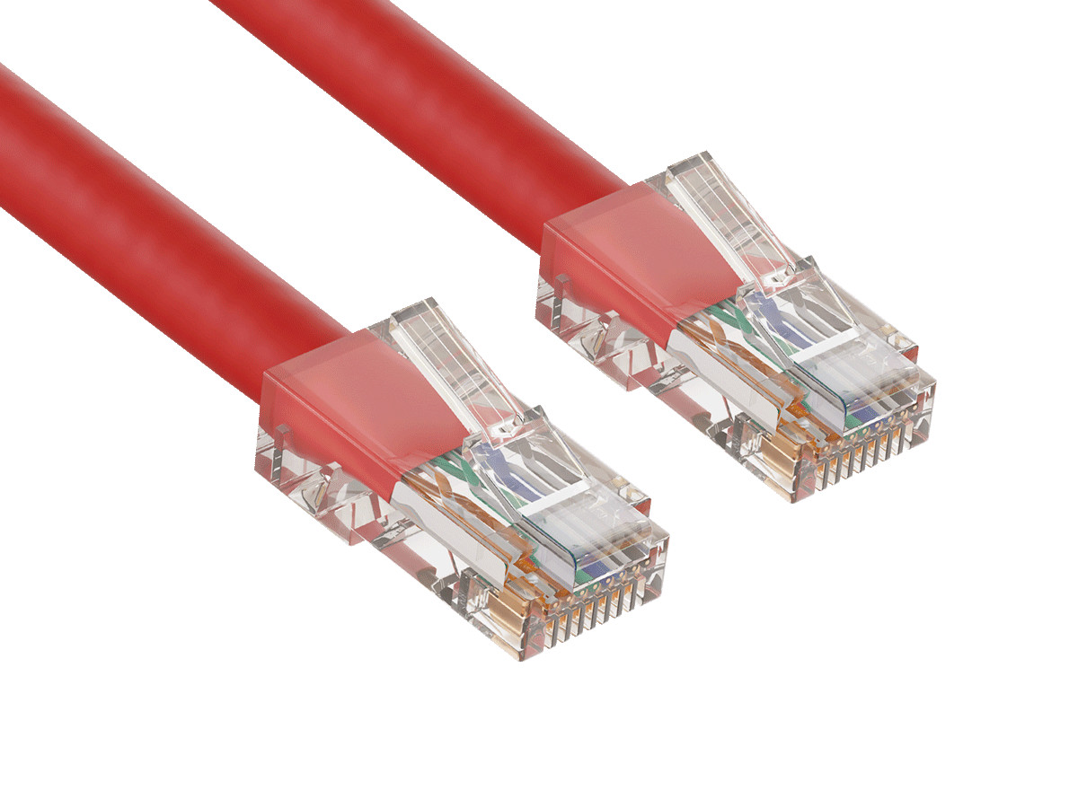 2ft Cat6 UTP Non-Booted Ethernet Network Patch Cable 24AWG Bare Copper, Red