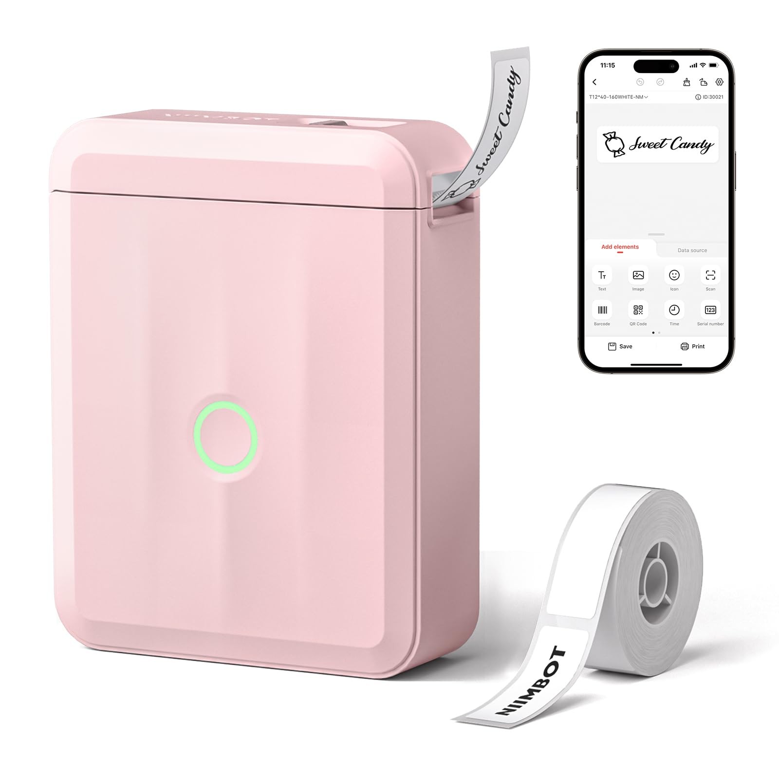 NIIMBOT D110 Mini Label Maker Machine with Tape for Home School, Pink