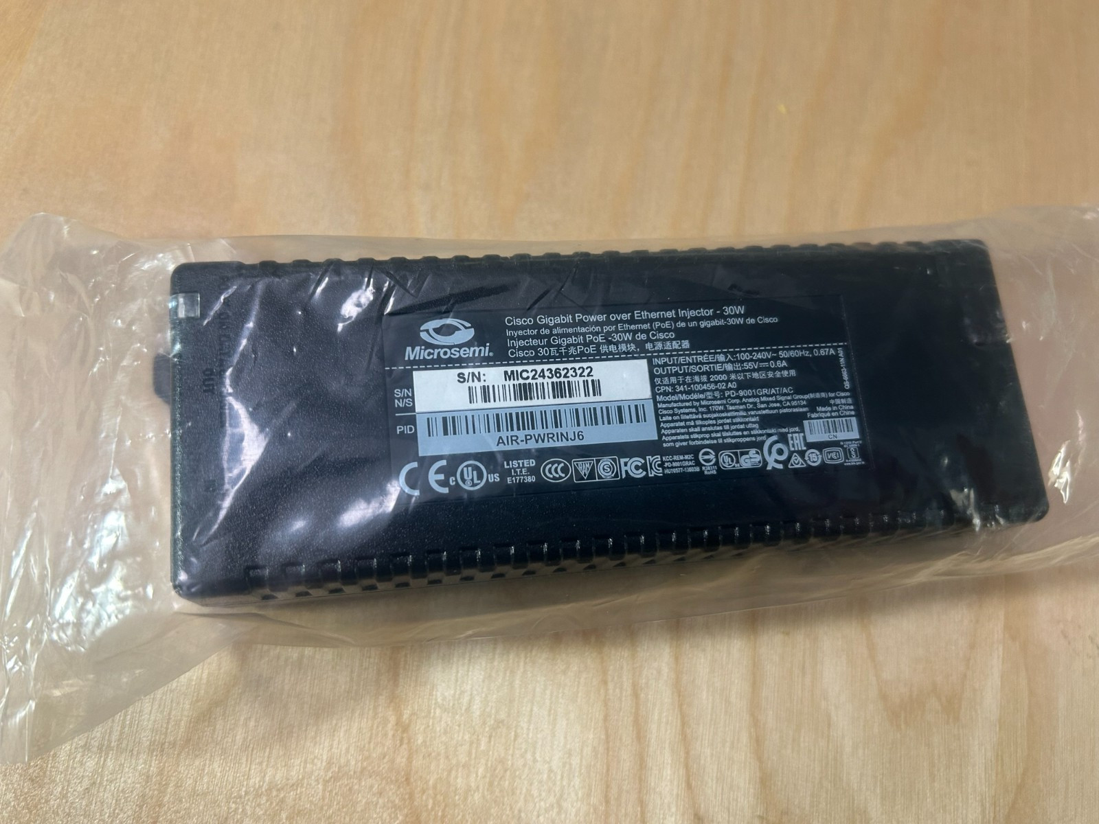 Cisco Microsemi Aironet Power Injector 30w 802.3at PoE Access Point AIR-PWRINJ6